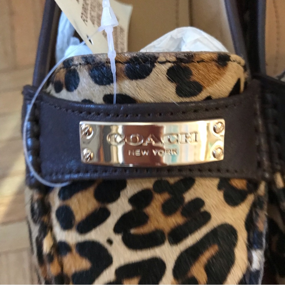 Coach Leopard Print Calf Hair Loafers in Brown and Black - Picture 15 of 16